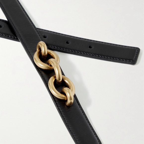 SOLD - Saint Laurent Chain-Embellished Leather Belt - Picture 3 of 10